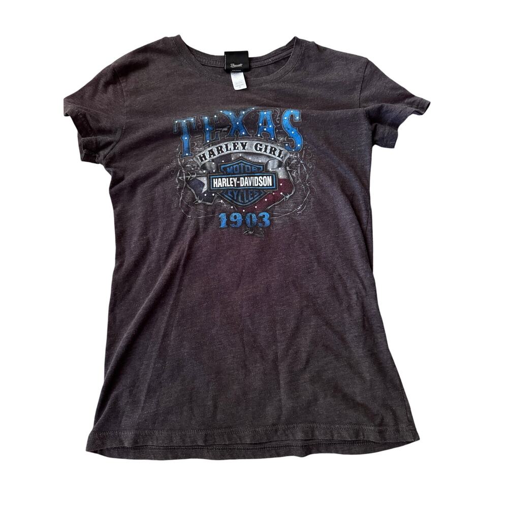 Harley Davidson 1903 Waco Texas Harley Girl Medium Charcoal Tee Shirt
